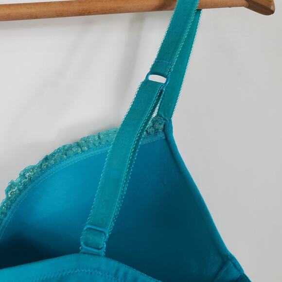 Victoria's Secret Blue Lace Trimmed Push-Up Underwire Bra Women's Size 36C - Picture 4 of 6